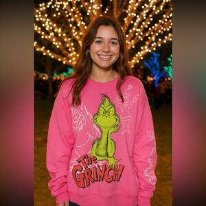 🦋Pink Grinch Christmas Sweatshirt | Dr. Seuss Holiday Cozy Crewneck size-2X